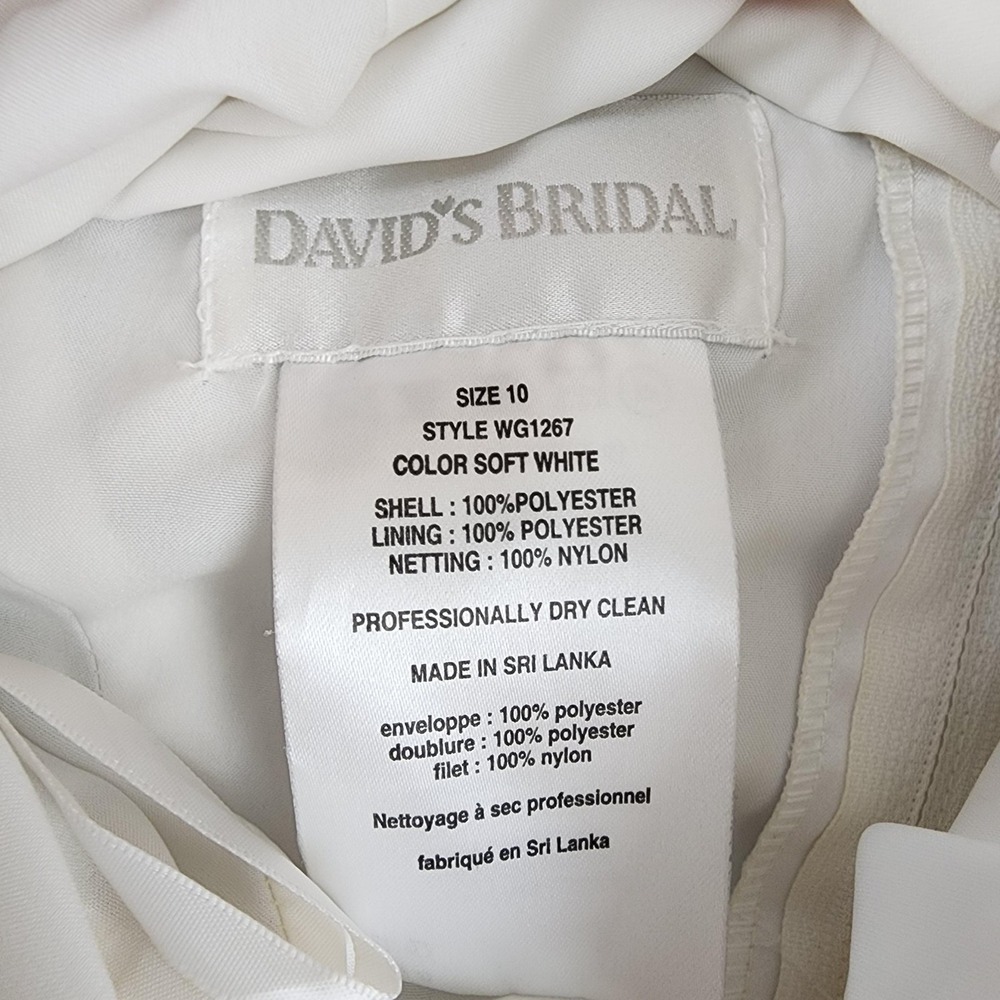 David's Bridal Flower Girl Dress Girls 10 White Ball Gown Layered Formal Wedding - Picture 3 of 9
